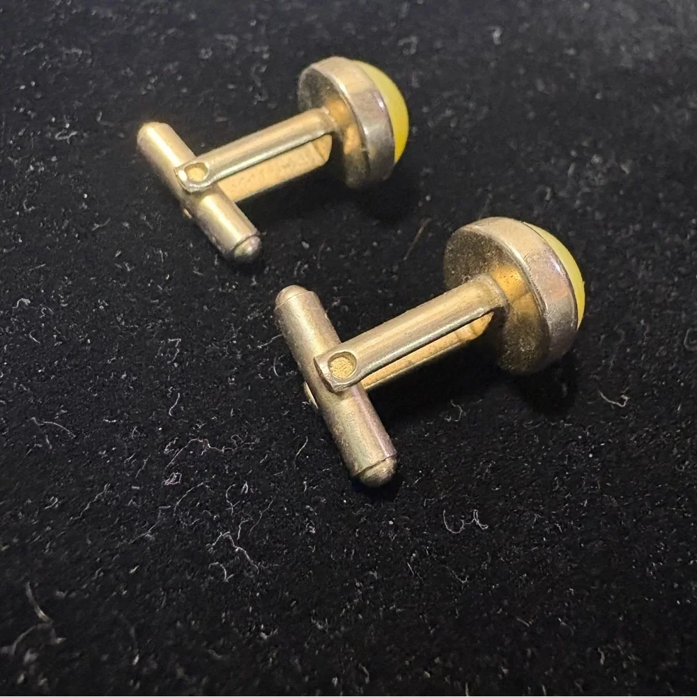 Vintage Anson Sun Yellow Gold Tone Cuff Links Cufflinks